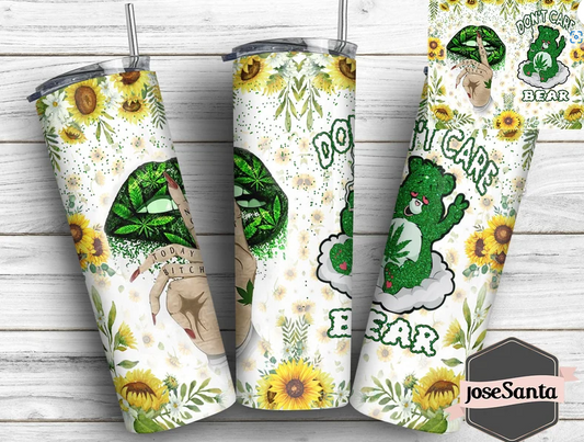 Sunflowers Don't Care Bear Tumbler