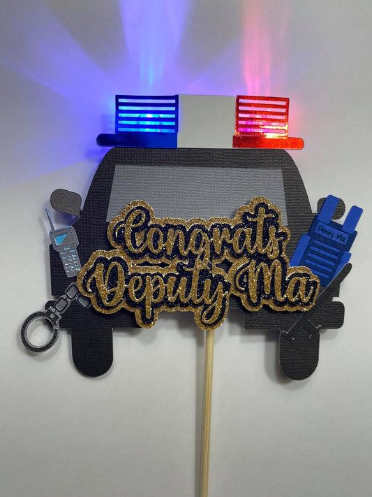 Police Car with Lights Cake Topper