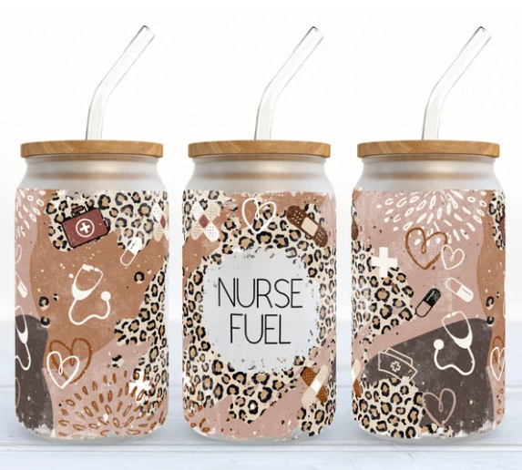 Frosted Mason Jar Tumbler: Nurse Fuel