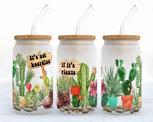 Frosted Mason Jar Tumbler: Plant Lover