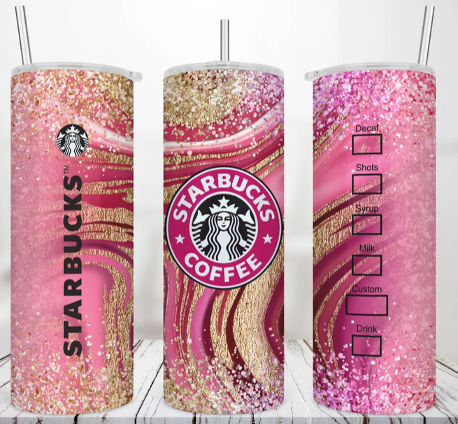 Starbucks Gold & Pink Glitter Tumbler